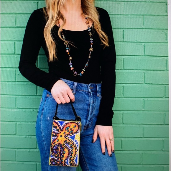 2 Bags for 1 price… Bamboo Trading Company Beaded Bags. Black & Beige. - Picture 5 of 16